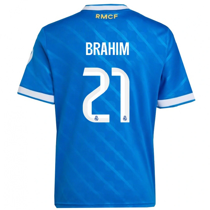 Danxen Barn Brahim Díaz #21 Blå Vit Tredjesatsen Matchtröjor 2025/26 Tröjor T-Tröja