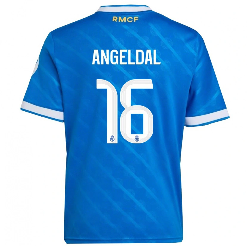 Danxen Barn Ingrid Filippa Angeldal #16 Blå Vit Tredjesatsen Matchtröjor 2025/26 Tröjor T-Tröja