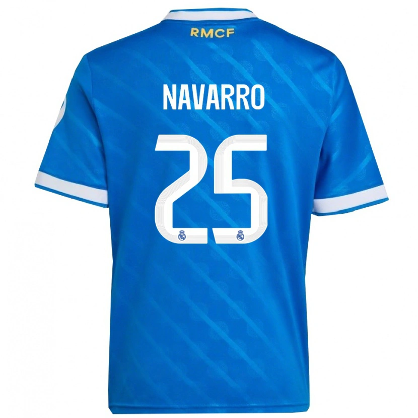 Danxen Barn Javier Navarro #25 Blå Vit Tredjesatsen Matchtröjor 2025/26 Tröjor T-Tröja