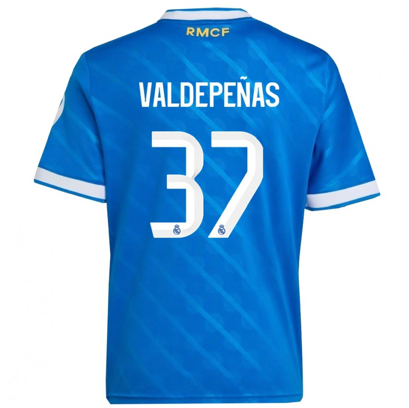 Danxen Barn Víctor Valdepeñas #37 Blå Vit Tredjesatsen Matchtröjor 2025/26 Tröjor T-Tröja
