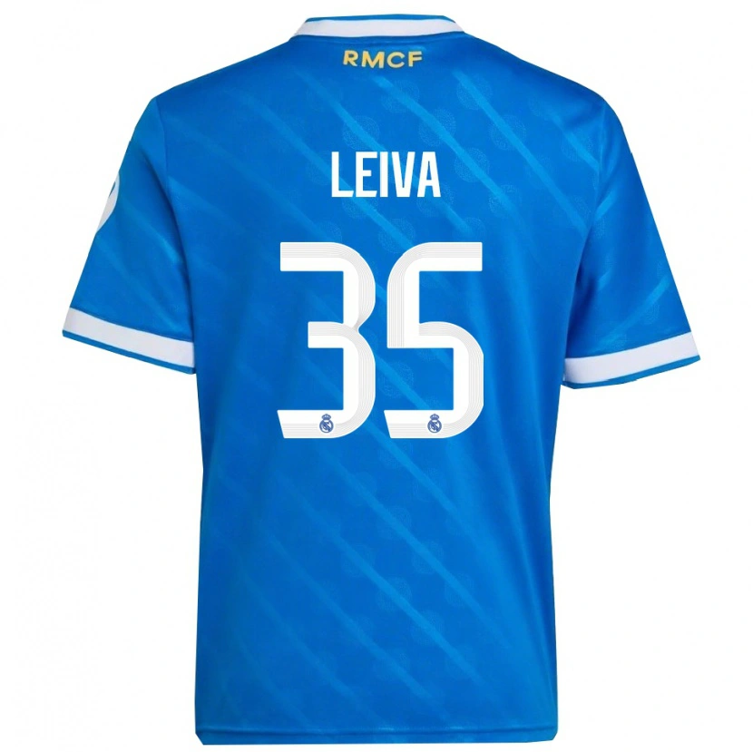 Danxen Barn Álvaro Leiva #35 Blå Vit Tredjesatsen Matchtröjor 2025/26 Tröjor T-Tröja