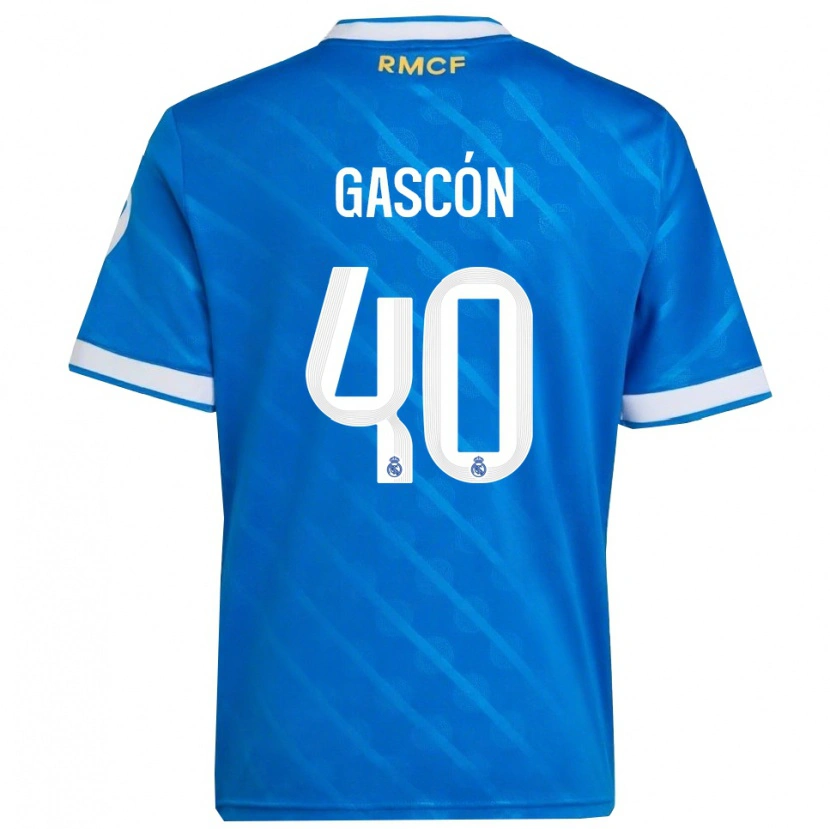 Danxen Barn Ignacio Gascón #40 Blå Vit Tredjesatsen Matchtröjor 2025/26 Tröjor T-Tröja