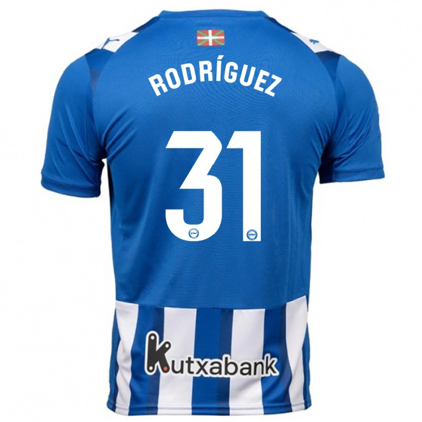 Danxen Män Adrián Rodríguez #31 Blå Vit Hemmatröja Matchtröjor 2025/26 Tröjor T-Tröja