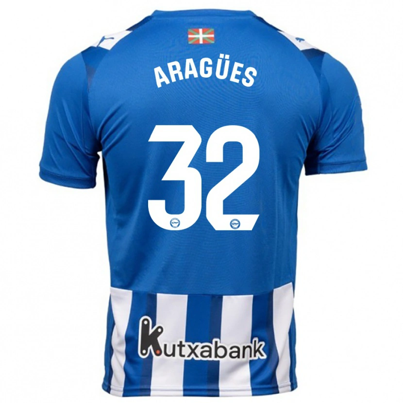 Danxen Män Chema Aragües #32 Blå Vit Hemmatröja Matchtröjor 2025/26 Tröjor T-Tröja