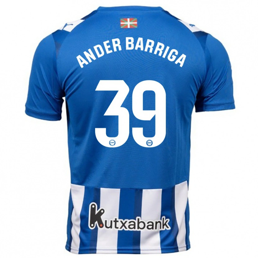 Danxen Män Jon Ander Barriga #39 Blå Vit Hemmatröja Matchtröjor 2025/26 Tröjor T-Tröja