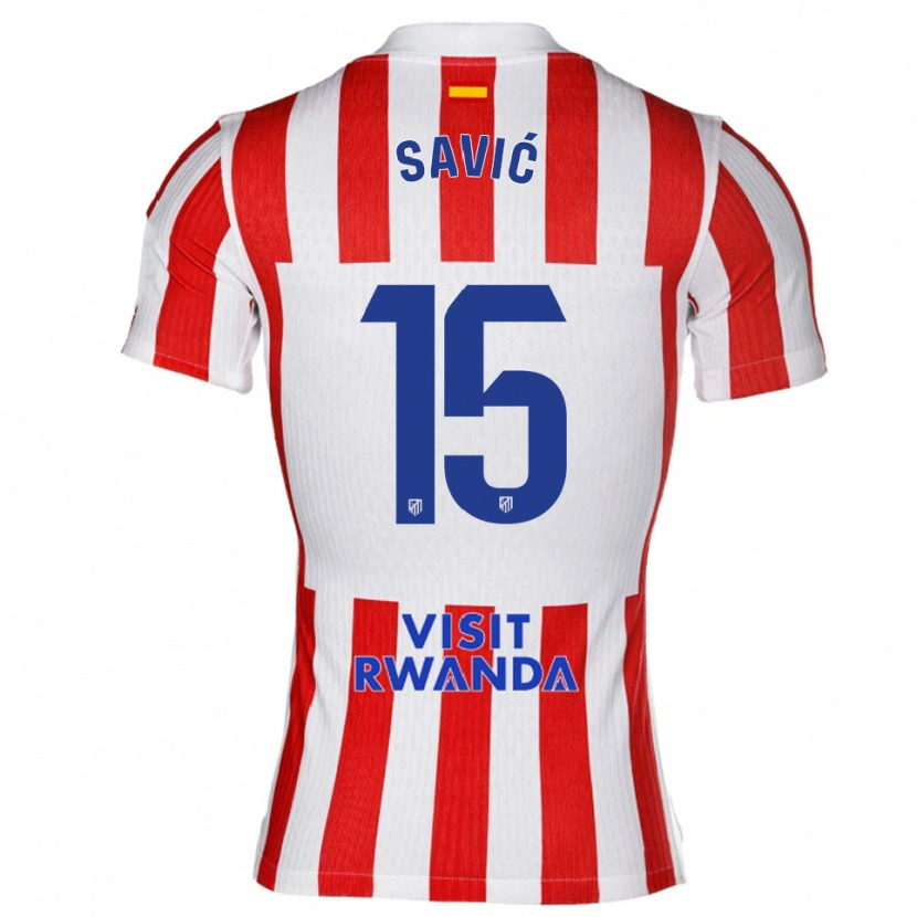 Danxen Män Stefan Savic #15 Röd Vit Hemmatröja Matchtröjor 2025/26 Tröjor T-Tröja