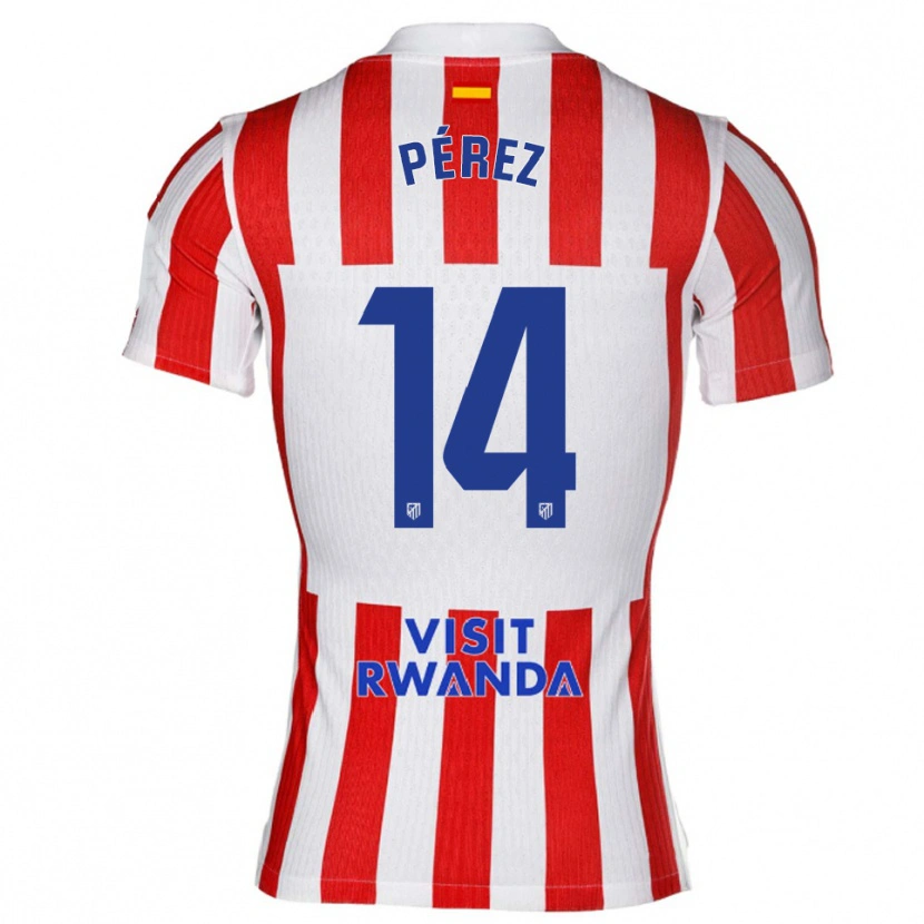 Danxen Män Diego Pérez #14 Röd Vit Hemmatröja Matchtröjor 2025/26 Tröjor T-Tröja