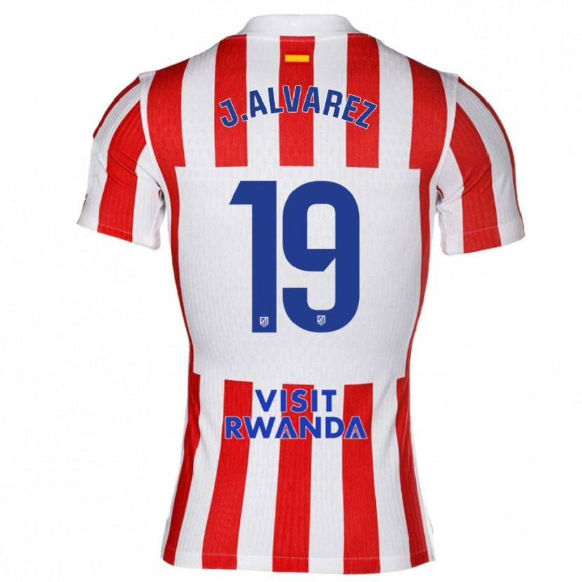 Danxen Män Julián Alvarez #19 Röd Vit Hemmatröja Matchtröjor 2025/26 Tröjor T-Tröja
