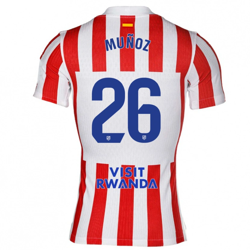 Danxen Män Izan Muñoz #26 Röd Vit Hemmatröja Matchtröjor 2025/26 Tröjor T-Tröja