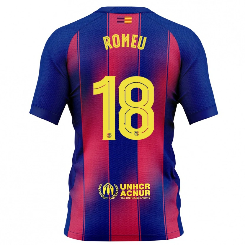 Danxen Män Oriol Romeu #18 Blå Röd Hemmatröja Matchtröjor 2025/26 Tröjor T-Tröja