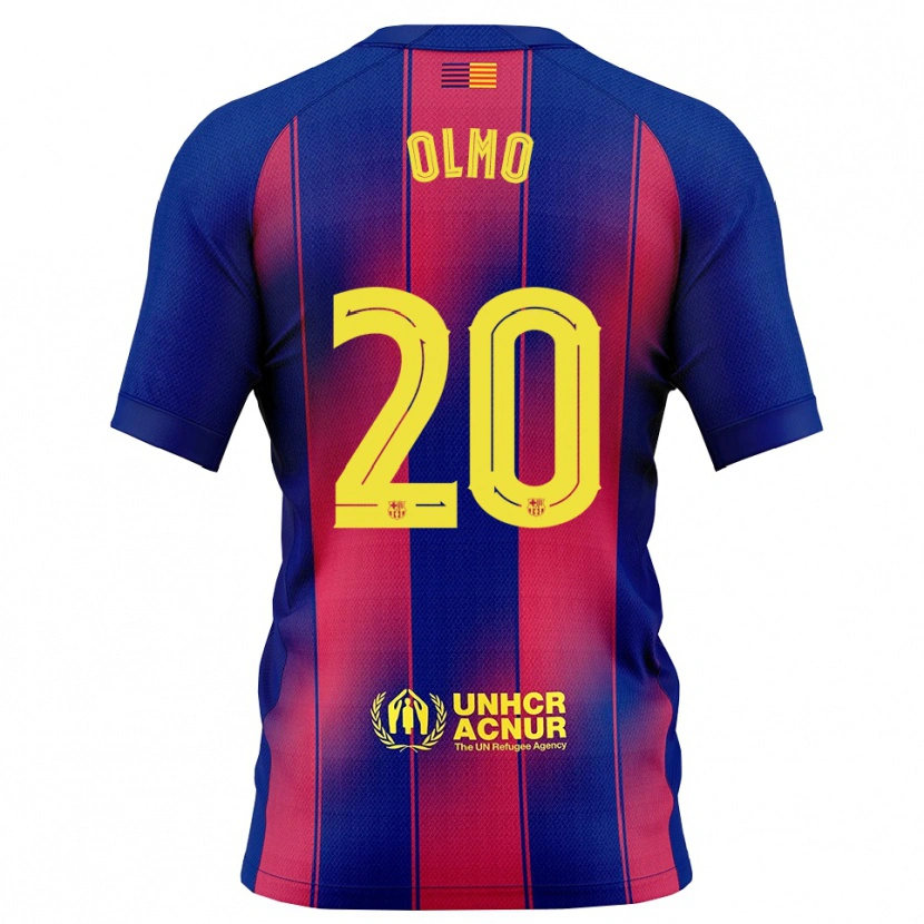 Danxen Män Dani Olmo #20 Blå Röd Hemmatröja Matchtröjor 2025/26 Tröjor T-Tröja