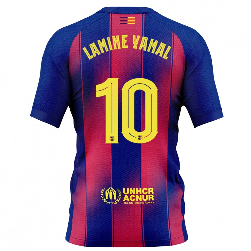 Danxen Män Lamine Yamal #10 Blå Röd Hemmatröja Matchtröjor 2025/26 Tröjor T-Tröja