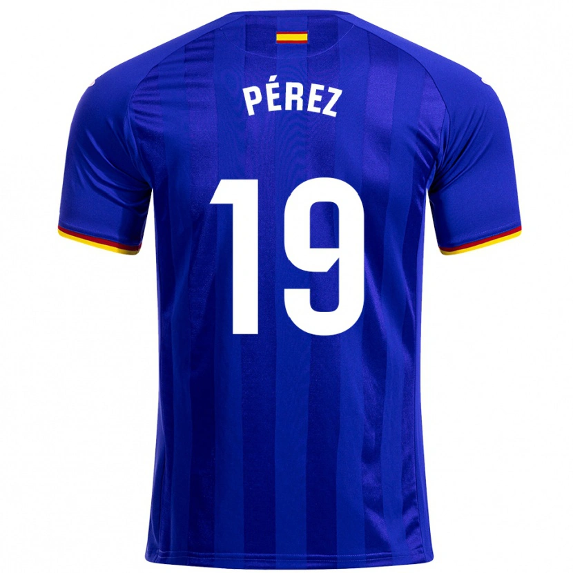 Danxen Män Joselu Pérez #19 Blå Röd Gul Hemmatröja Matchtröjor 2025/26 Tröjor T-Tröja
