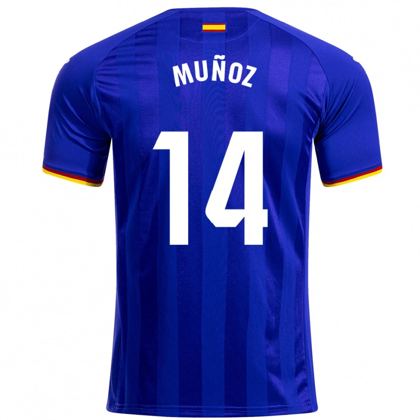 Danxen Män Javi Muñoz #14 Blå Röd Gul Hemmatröja Matchtröjor 2025/26 Tröjor T-Tröja