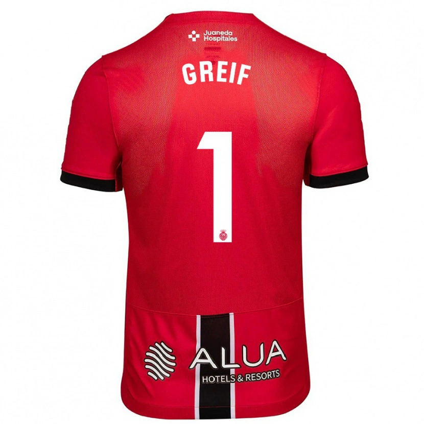 Danxen Män Dominik Greif #1 Röd Svart Hemmatröja Matchtröjor 2025/26 Tröjor T-Tröja