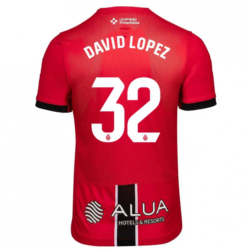 Danxen Män David López #32 Röd Svart Hemmatröja Matchtröjor 2025/26 Tröjor T-Tröja