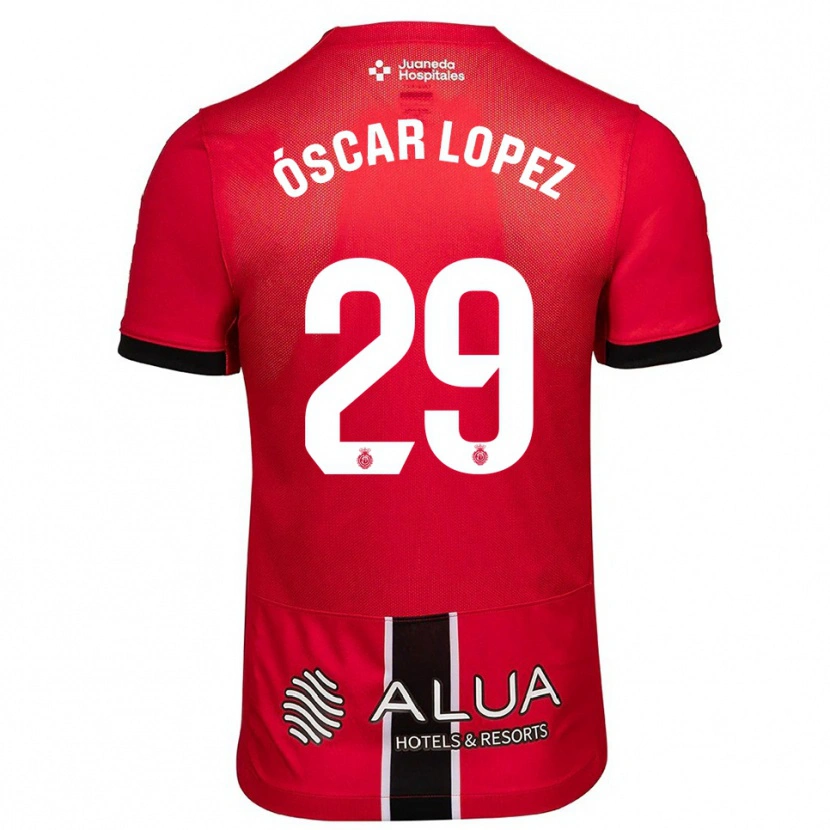 Danxen Män Óscar López #29 Röd Svart Hemmatröja Matchtröjor 2025/26 Tröjor T-Tröja