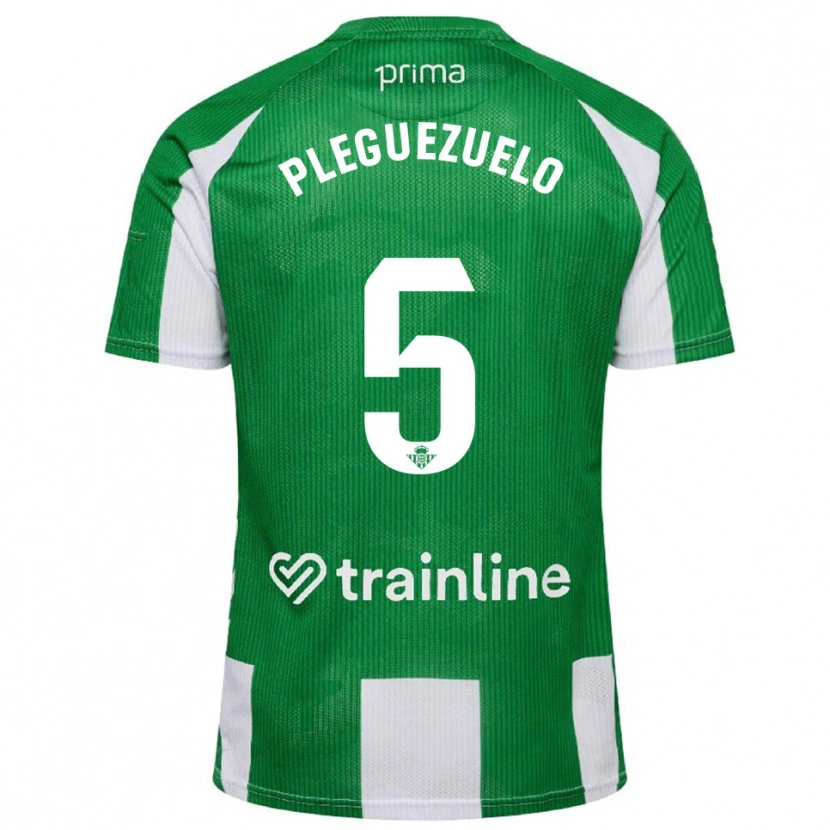 Danxen Män Xavi Pleguezuelo #5 Grön Vit Hemmatröja Matchtröjor 2025/26 Tröjor T-Tröja