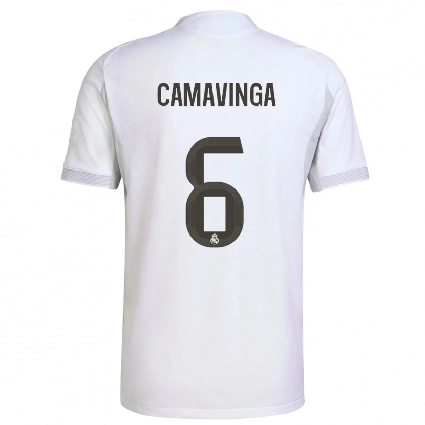Danxen Män Eduardo Camavinga #6 Vit Gul Hemmatröja Matchtröjor 2025/26 Tröjor T-Tröja