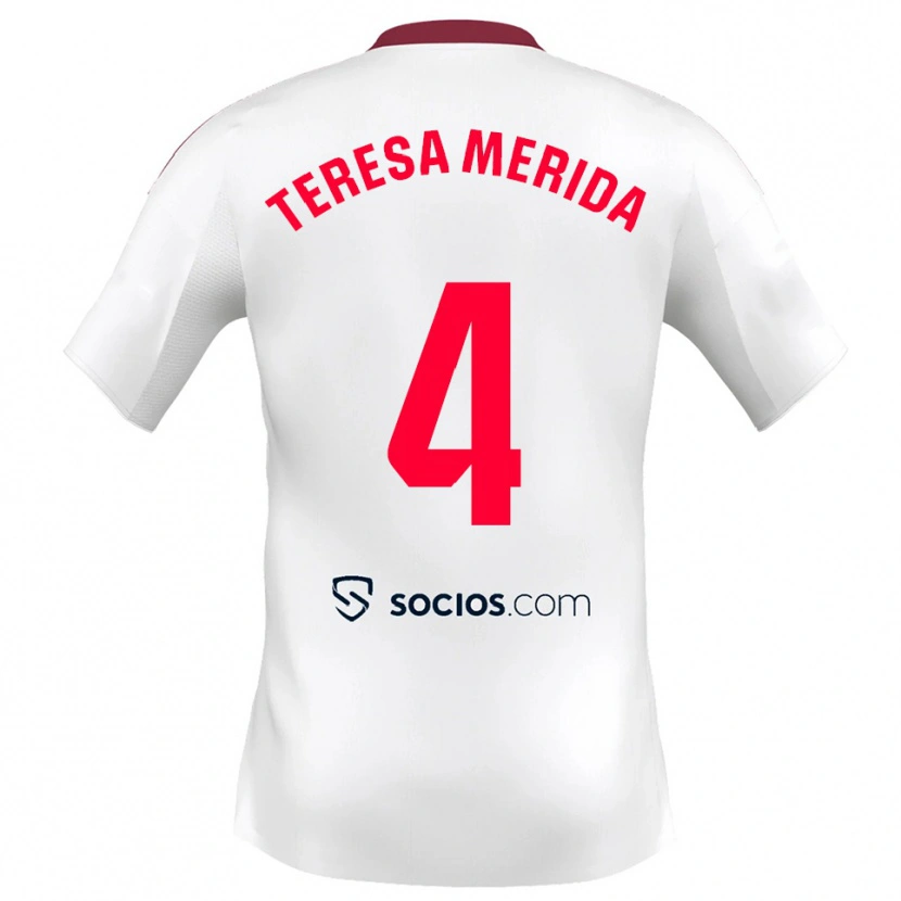 Danxen Män Teresa Merida #4 Vit Röd Hemmatröja Matchtröjor 2025/26 Tröjor T-Tröja