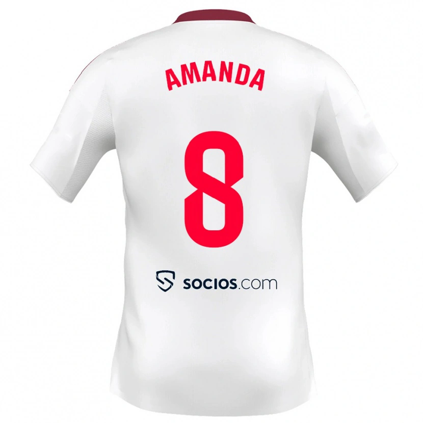 Danxen Män Amanda Sampedro Bustos #8 Vit Röd Hemmatröja Matchtröjor 2025/26 Tröjor T-Tröja