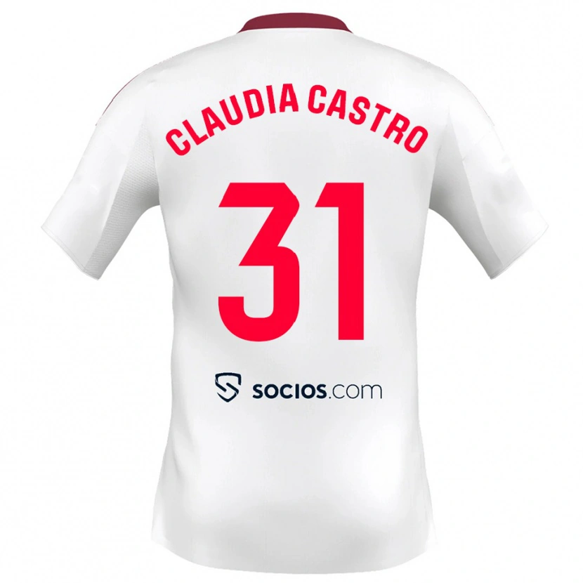 Danxen Män Claudia Castro Romero #31 Vit Röd Hemmatröja Matchtröjor 2025/26 Tröjor T-Tröja
