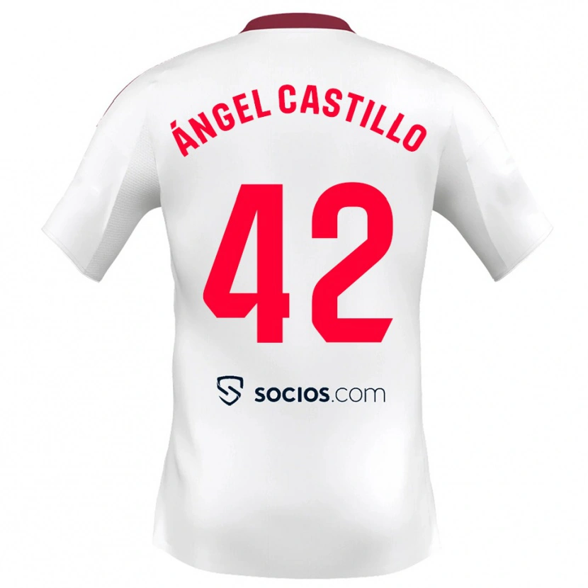 Danxen Män Manuel Ángel Castillo #42 Vit Röd Hemmatröja Matchtröjor 2025/26 Tröjor T-Tröja