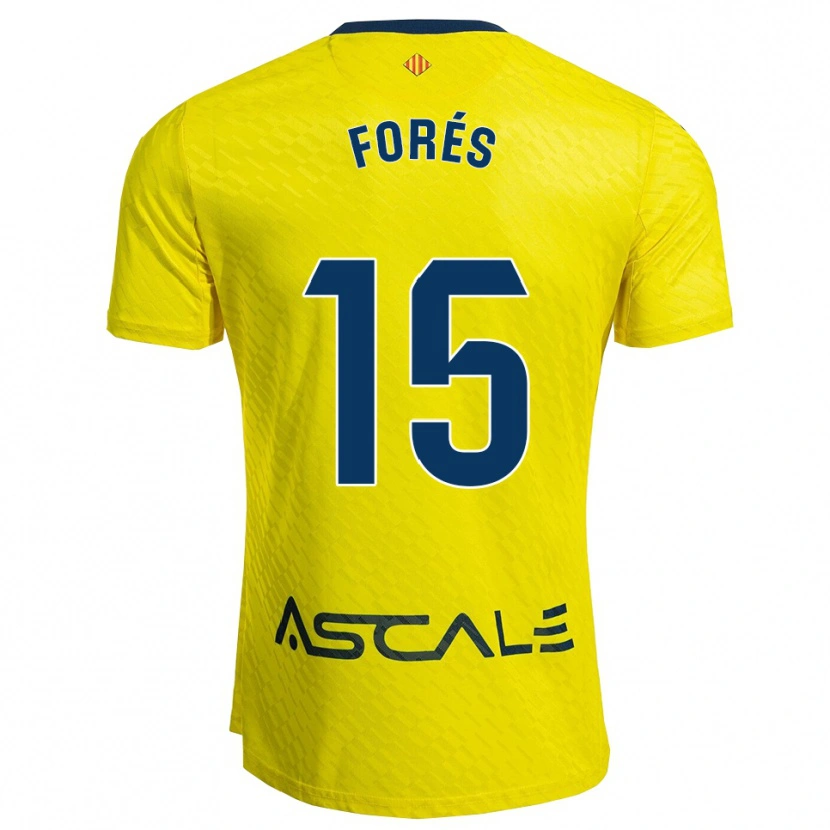 Danxen Män Arnau Forés #15 Gul Marinblå Hemmatröja Matchtröjor 2025/26 Tröjor T-Tröja