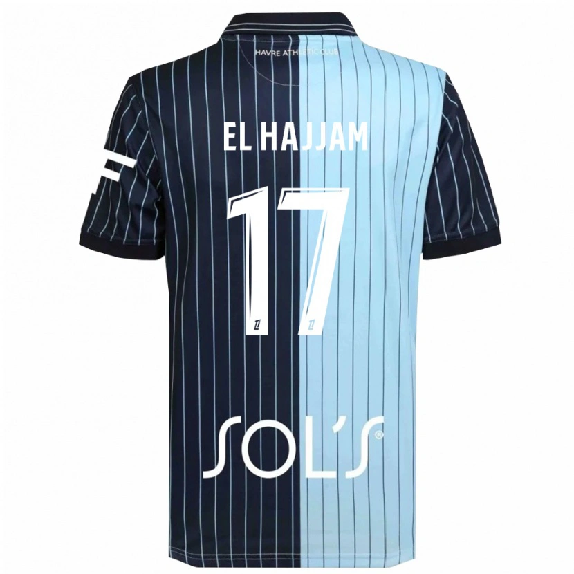 Danxen Män Oualid El Hajjam #17 Marinblå Himmelsblå Hemmatröja Matchtröjor 2025/26 Tröjor T-Tröja