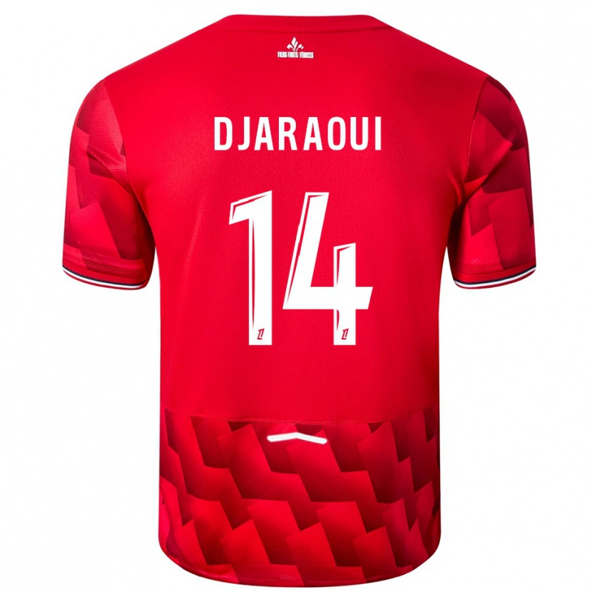 Danxen Män Mehdi Djaraoui #14 Röd Vit Hemmatröja Matchtröjor 2025/26 Tröjor T-Tröja
