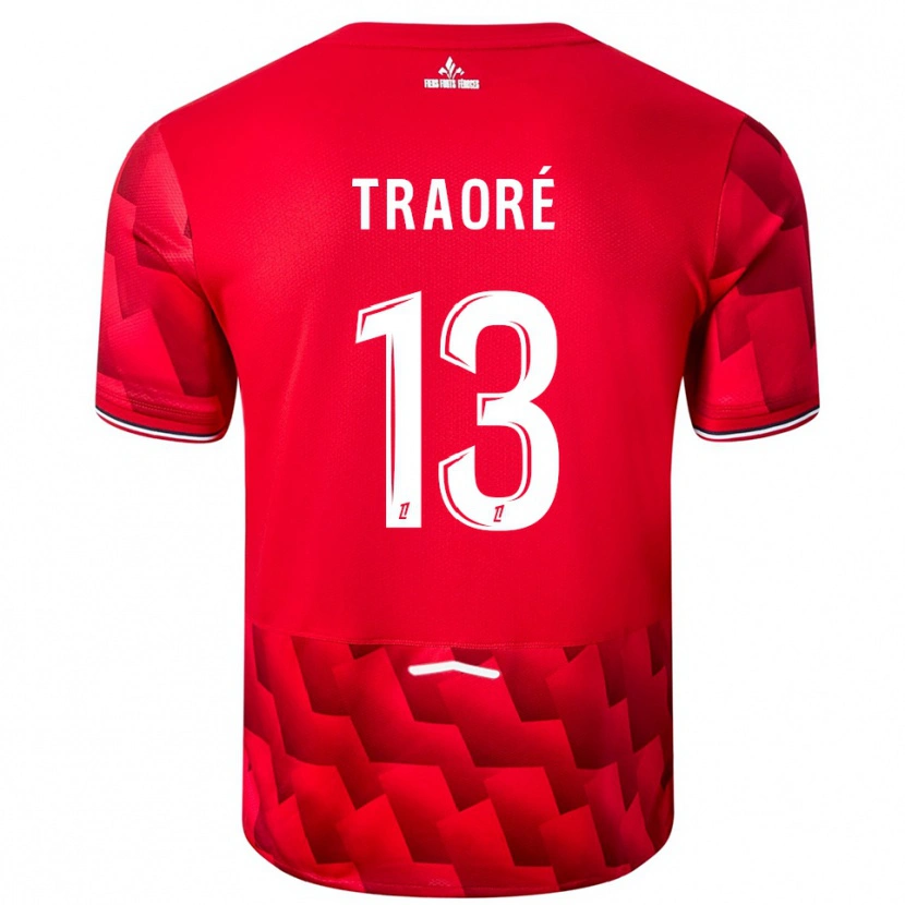 Danxen Män Yéli Traoré #13 Röd Vit Hemmatröja Matchtröjor 2025/26 Tröjor T-Tröja