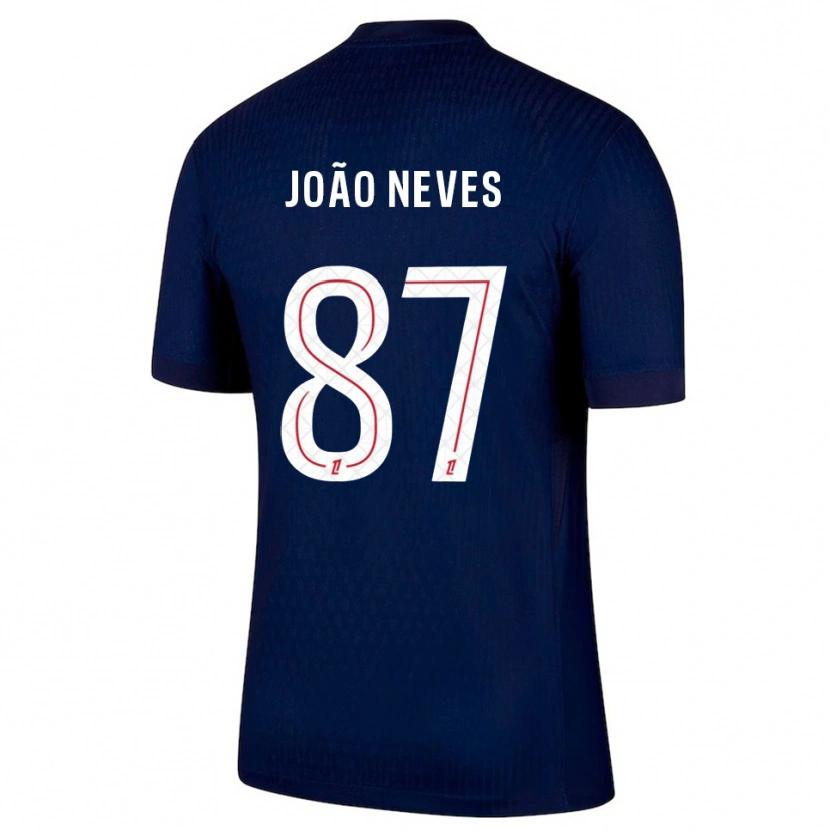 Danxen Män João Neves #87 Marinblå Röd Hemmatröja Matchtröjor 2025/26 Tröjor T-Tröja