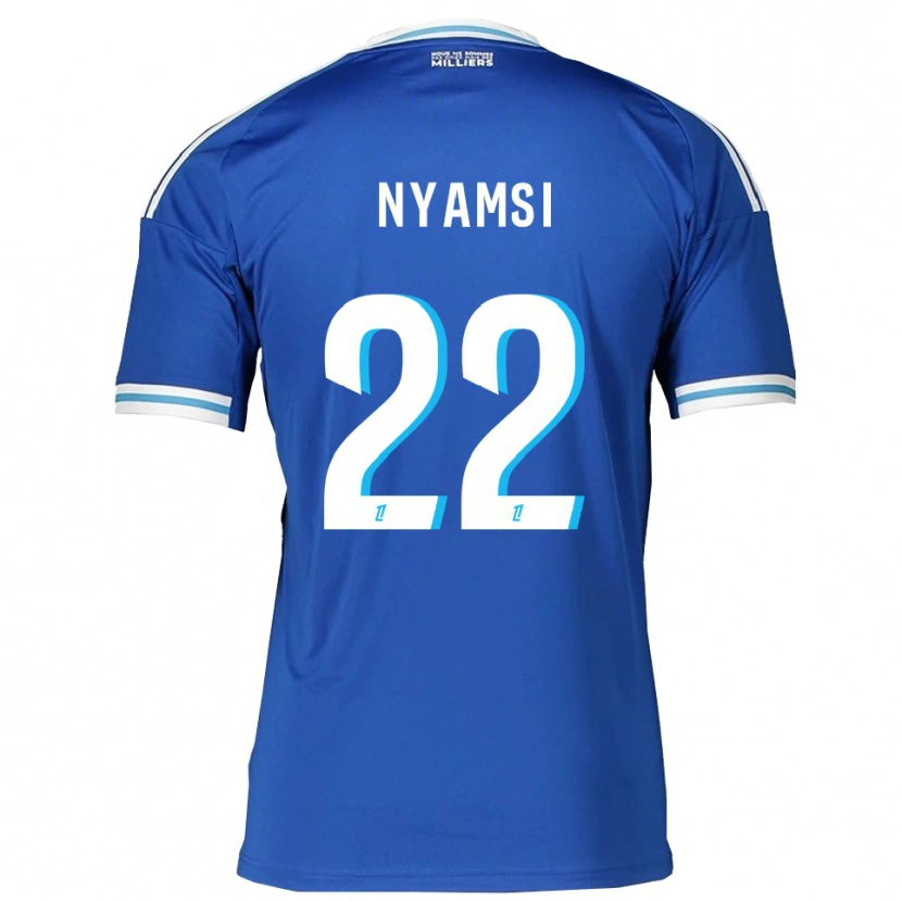 Danxen Män Gerzino Nyamsi #22 Blå Vit Hemmatröja Matchtröjor 2025/26 Tröjor T-Tröja