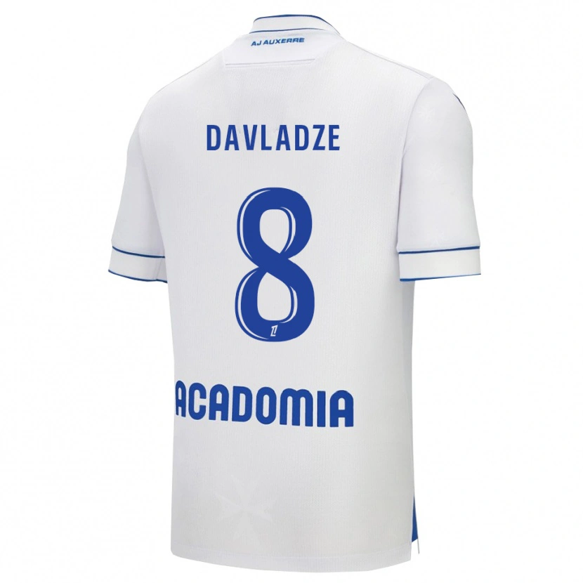 Danxen Män Luca Davladze #8 Vit Blå Hemmatröja Matchtröjor 2025/26 Tröjor T-Tröja