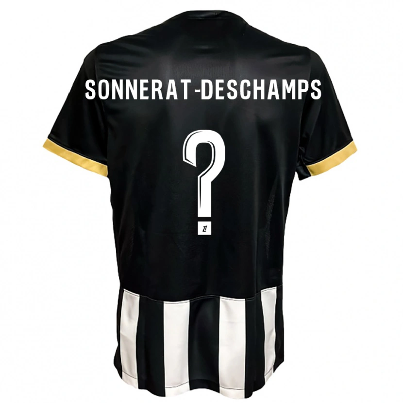 Danxen Män Nattio Sonnerat-Deschamps #0 Svart Vit Hemmatröja Matchtröjor 2025/26 Tröjor T-Tröja