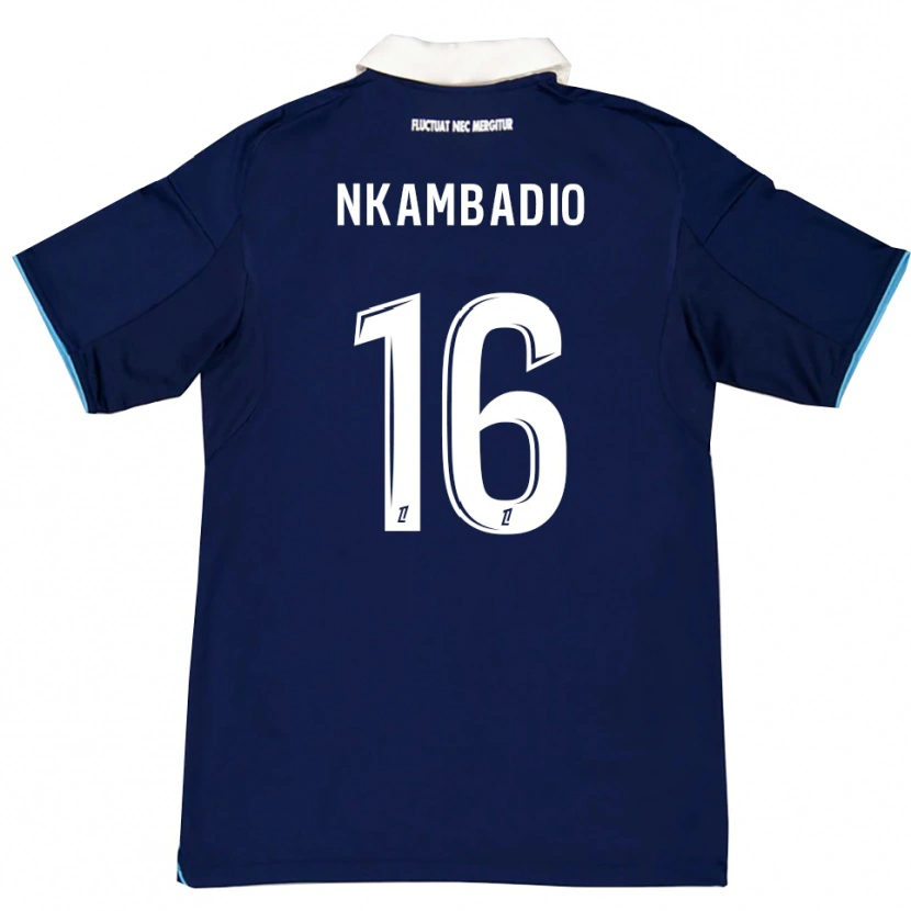 Danxen Män Obed Nkambadio #16 Mörkblå Vit Hemmatröja Matchtröjor 2025/26 Tröjor T-Tröja