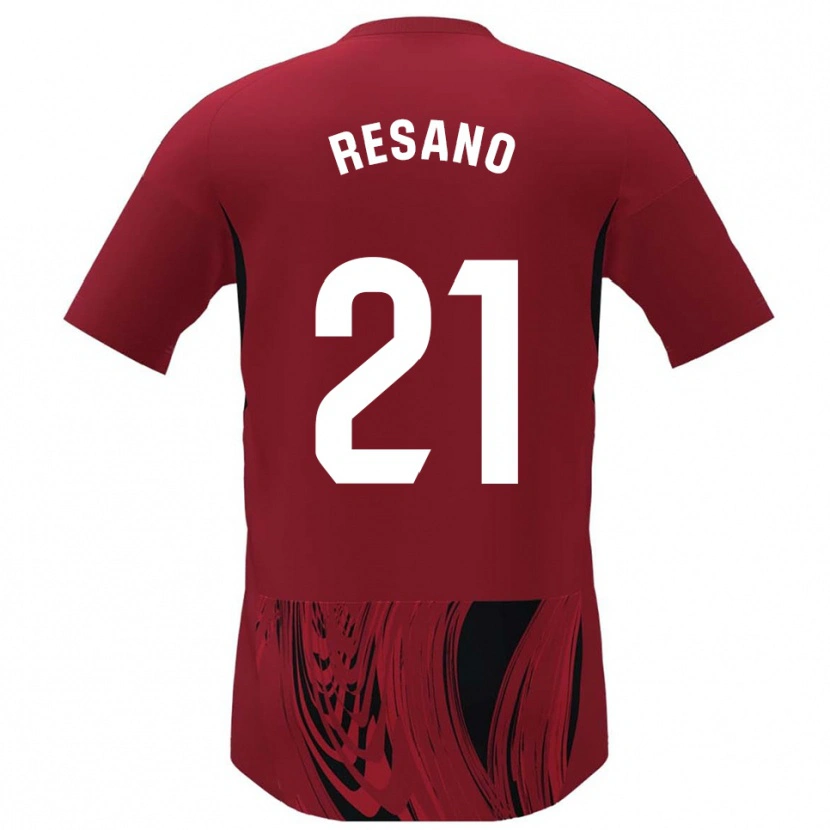 Danxen Män Xabier Resano #21 Röd Svart Hemmatröja Matchtröjor 2025/26 Tröjor T-Tröja
