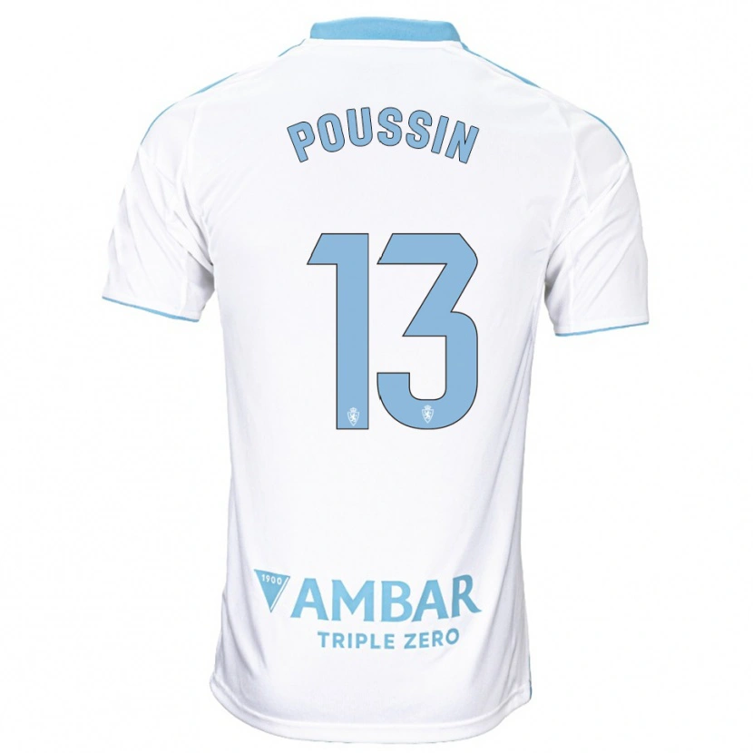 Danxen Män Gaëtan Poussin #13 Vit Himmelsblå Hemmatröja Matchtröjor 2025/26 Tröjor T-Tröja
