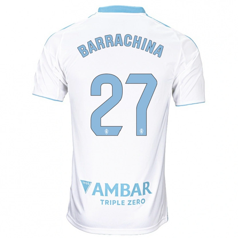 Danxen Män Hugo Barrachina #27 Vit Himmelsblå Hemmatröja Matchtröjor 2025/26 Tröjor T-Tröja