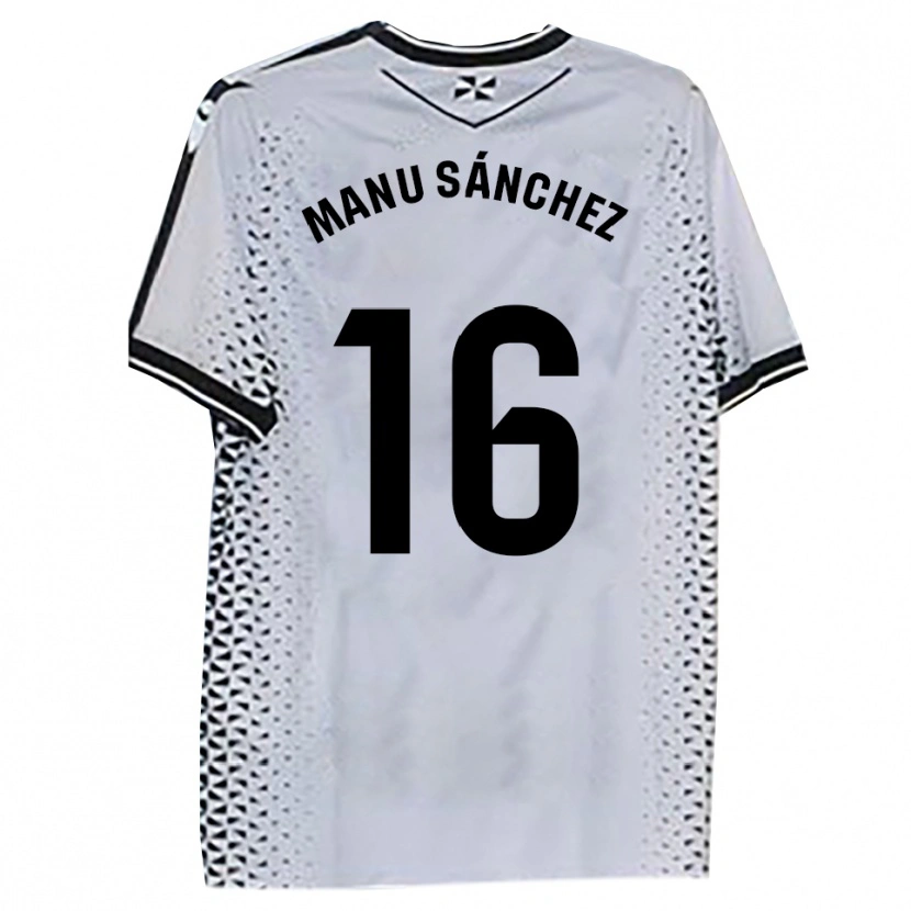 Danxen Män Manu Sánchez #16 Vit Svart Hemmatröja Matchtröjor 2025/26 Tröjor T-Tröja
