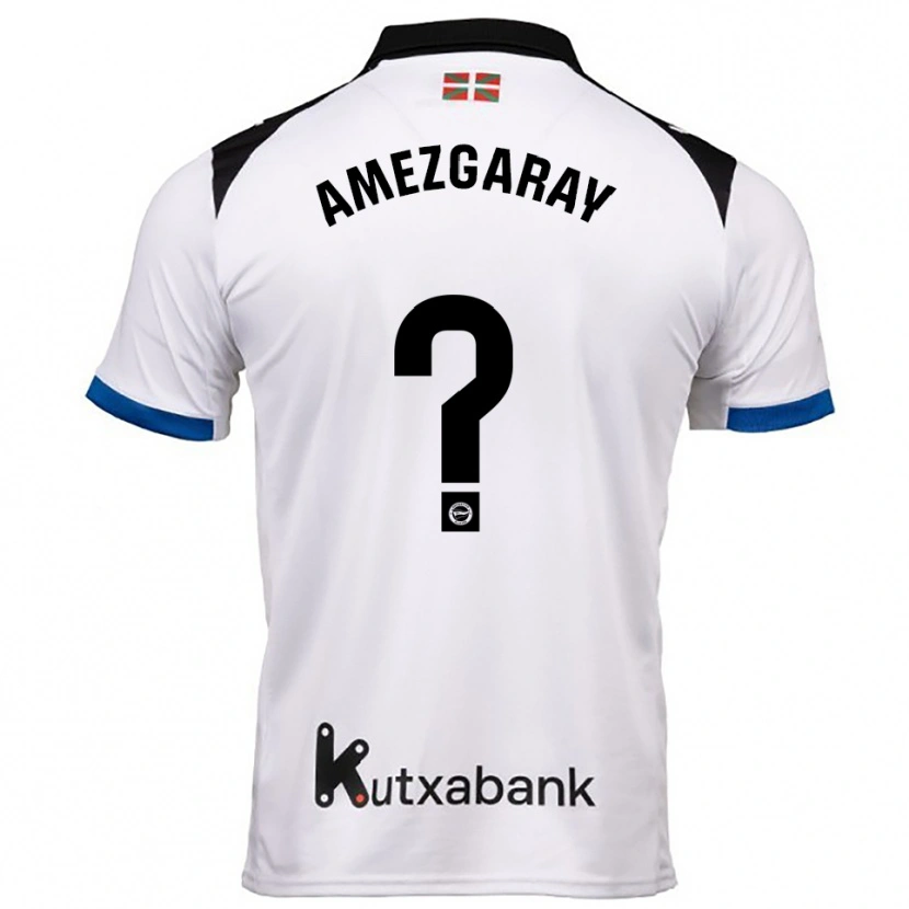 Danxen Män Ander Amezgaray #0 Vit Blå Bortatröja Matchtröjor 2025/26 Tröjor T-Tröja