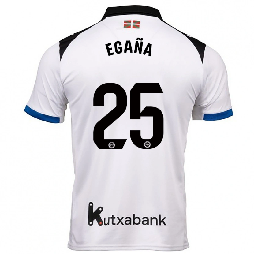 Danxen Män Eider Egaña #25 Vit Blå Bortatröja Matchtröjor 2025/26 Tröjor T-Tröja