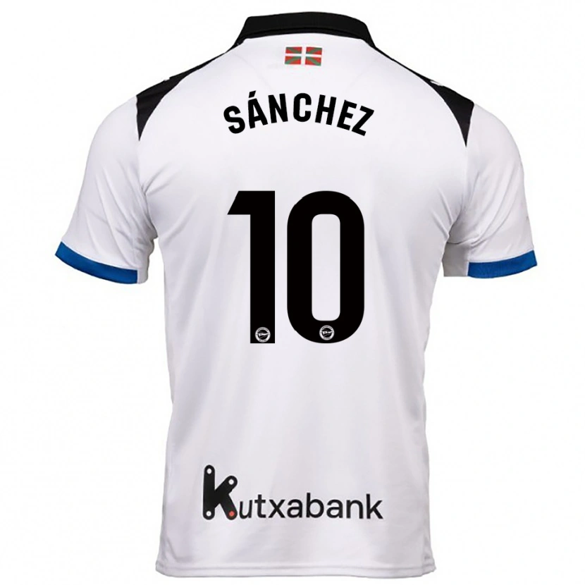 Danxen Män Ander Sánchez #10 Vit Blå Bortatröja Matchtröjor 2025/26 Tröjor T-Tröja