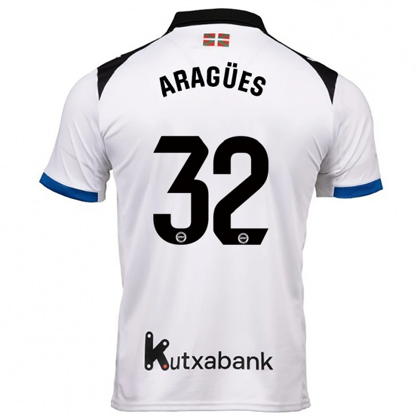 Danxen Män Chema Aragües #32 Vit Blå Bortatröja Matchtröjor 2025/26 Tröjor T-Tröja