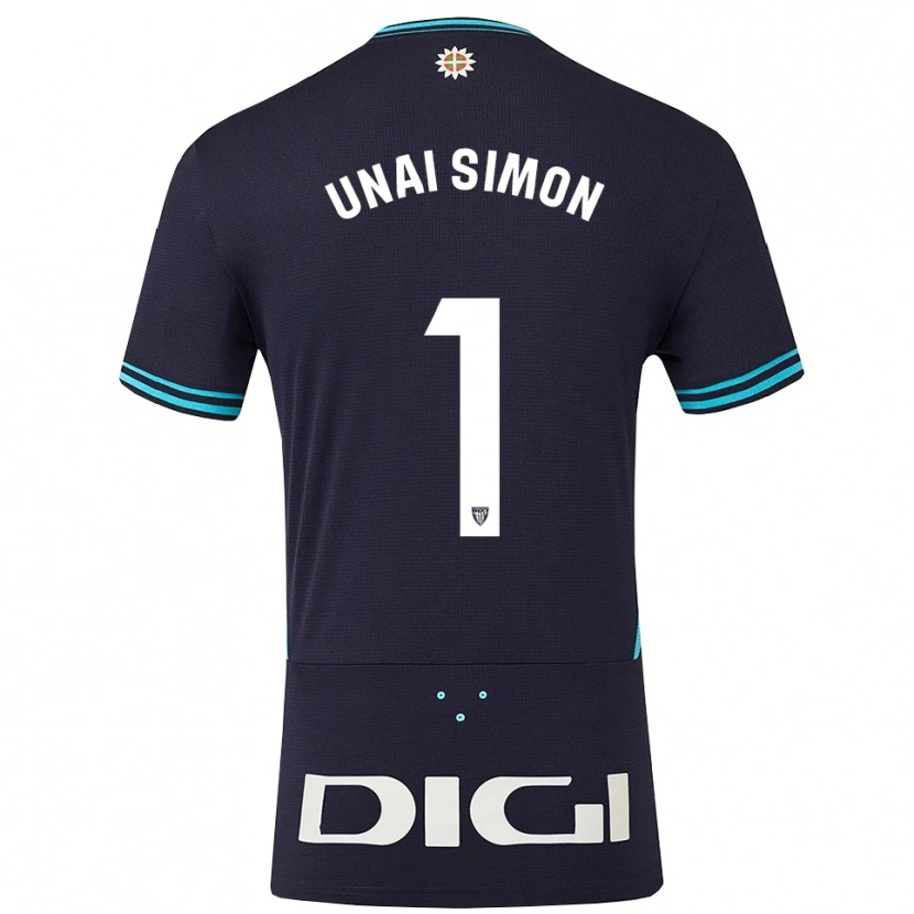 Danxen Män Unai Simón #1 Marinblå Himmelsblå Bortatröja Matchtröjor 2025/26 Tröjor T-Tröja