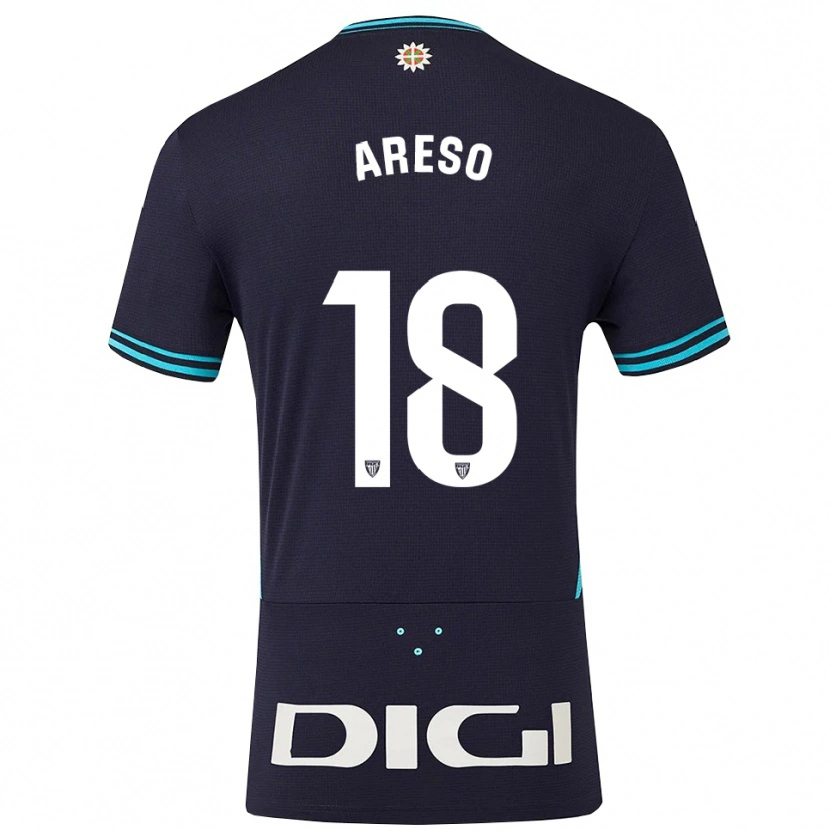 Danxen Män Jesús Areso #18 Marinblå Himmelsblå Bortatröja Matchtröjor 2025/26 Tröjor T-Tröja