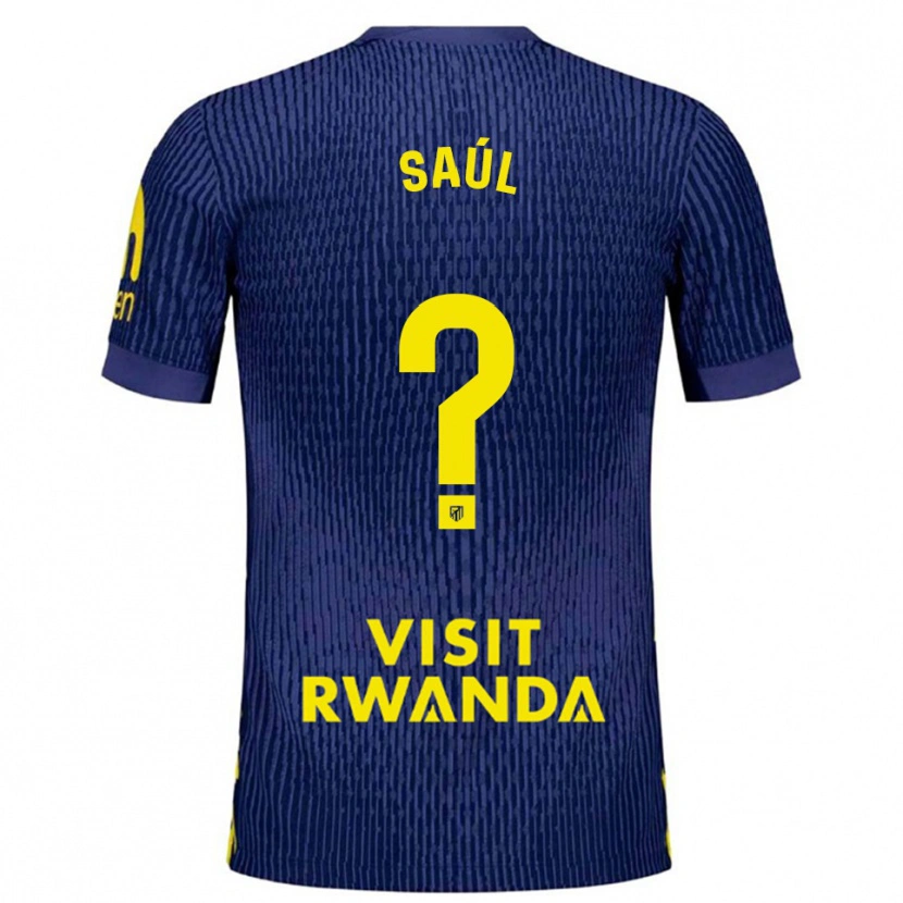 Danxen Män Saúl Fernández #0 Marinblå Gul Bortatröja Matchtröjor 2025/26 Tröjor T-Tröja