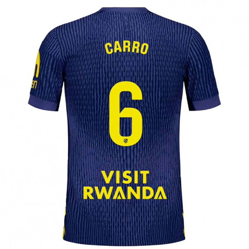 Danxen Män Mikel Carro #6 Marinblå Gul Bortatröja Matchtröjor 2025/26 Tröjor T-Tröja