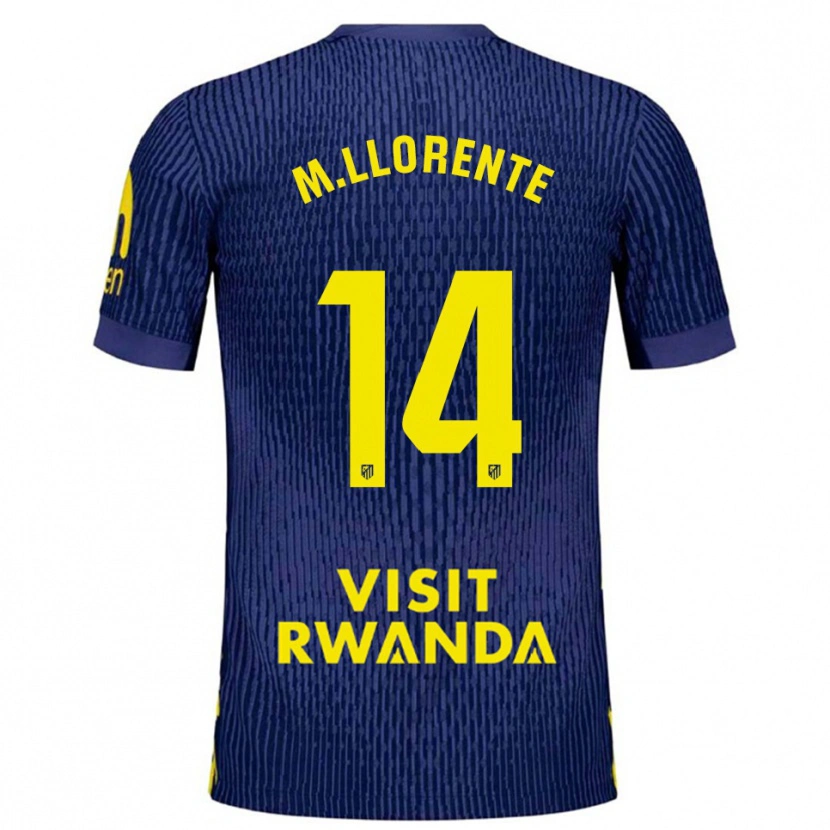 Danxen Män Marcos Llorente #14 Marinblå Gul Bortatröja Matchtröjor 2025/26 Tröjor T-Tröja