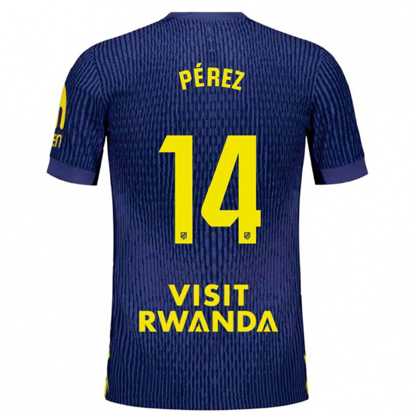 Danxen Män Diego Pérez #14 Marinblå Gul Bortatröja Matchtröjor 2025/26 Tröjor T-Tröja